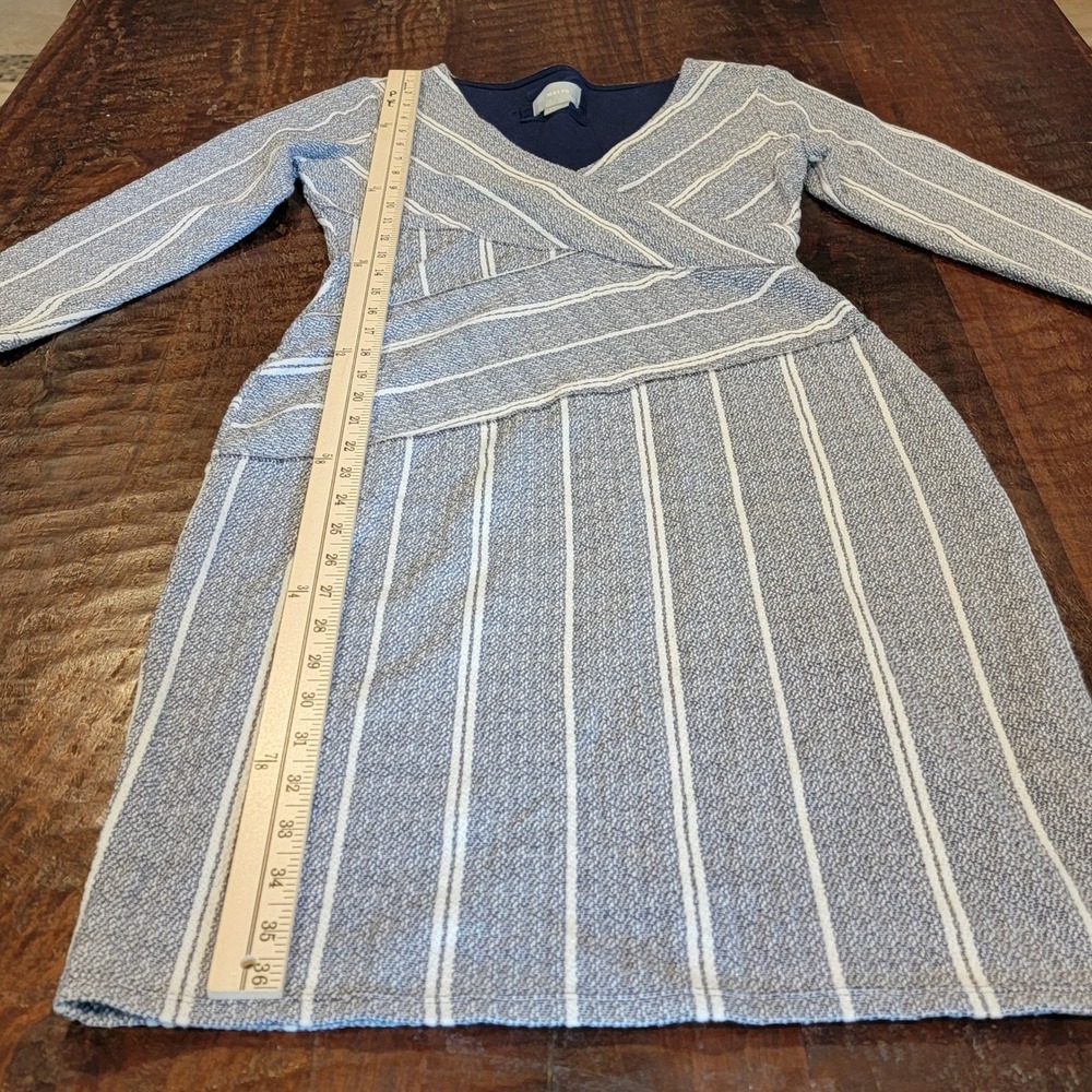 Maeve Anthropologie Wrap Dress Blue White Striped Long Sleeve Women's Size Small - Picture 9 of 10